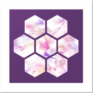 Marble Honeycomb | Purple Pink Gold Posters and Art